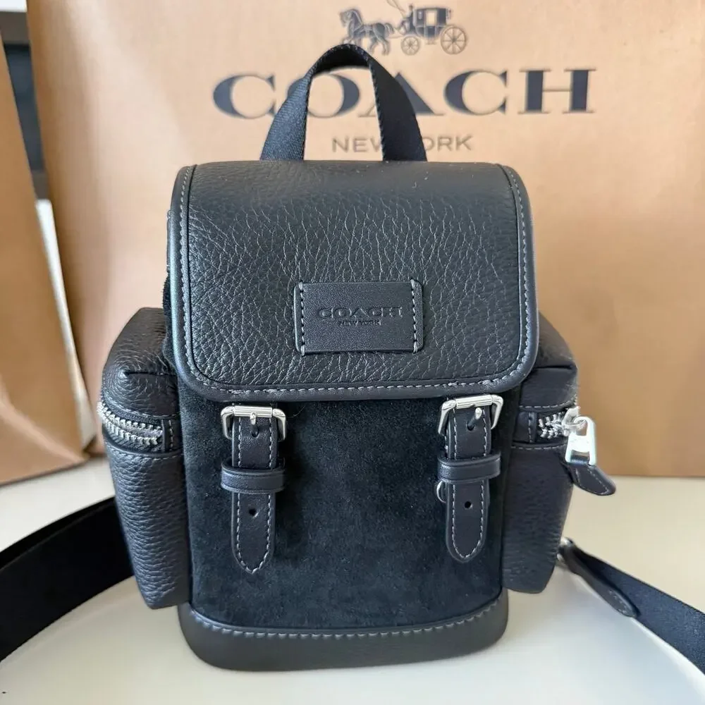 Last 1‼️Coach CCE79 Sprint Sling Pack Suede Small Messenger Bag Black